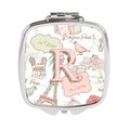 Carolines Treasures Letter R Love in Paris Pink Compact Mirror CJ2002-RSCM